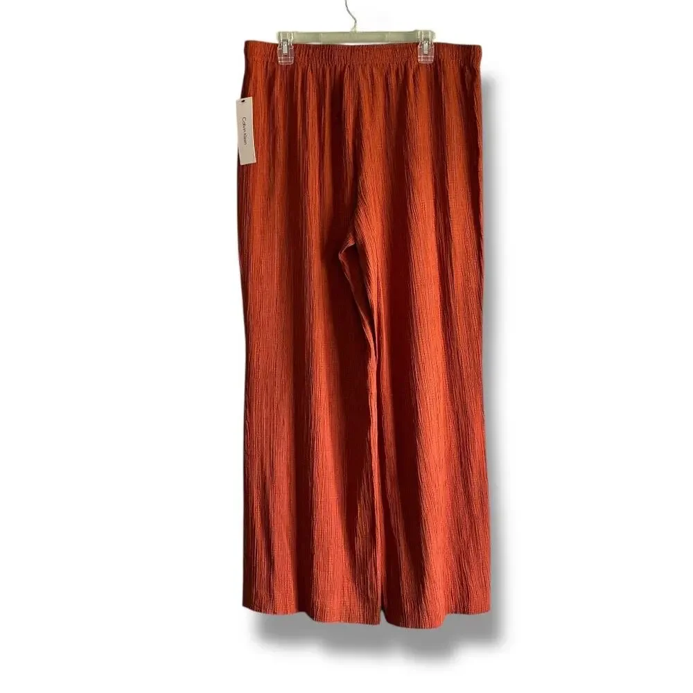 Calvin Klein crinkle drawstring wide leg pants NWT size XL - Picture 7 of 11